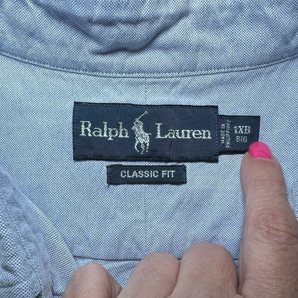 Polo Ralph Lauren Shirt Mens 1XB Blue Denim Chambray Short Sleeve Button Down